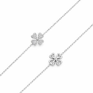 WHITE SOLID GOLD DIAMOND PAVÉ CLOVER FLOWER BRACELET - BRAND NEW